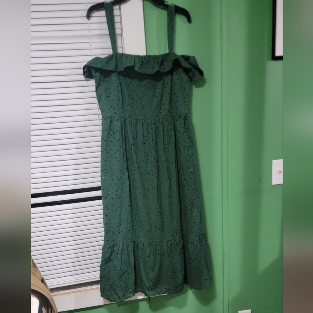 LOFT Dark Green Midi Dress - Picture 3 of 5